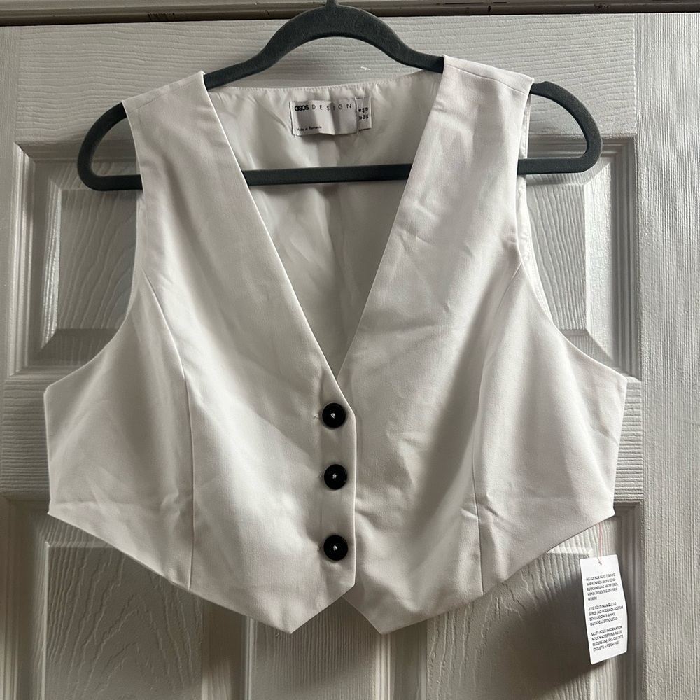 🆕 ASOS DESIGN Cropped Button Down Vest Size 12 - Picture 2 of 12